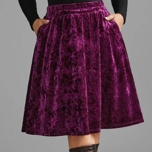 Velvet A-Line Skirt in Deep Purple